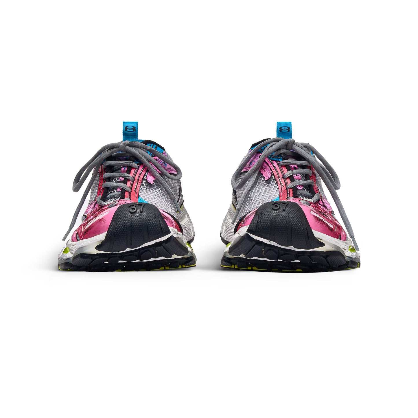 Women's Balenciaga Stapler Sneaker in Grey/blue/pink/neon Yellow/white