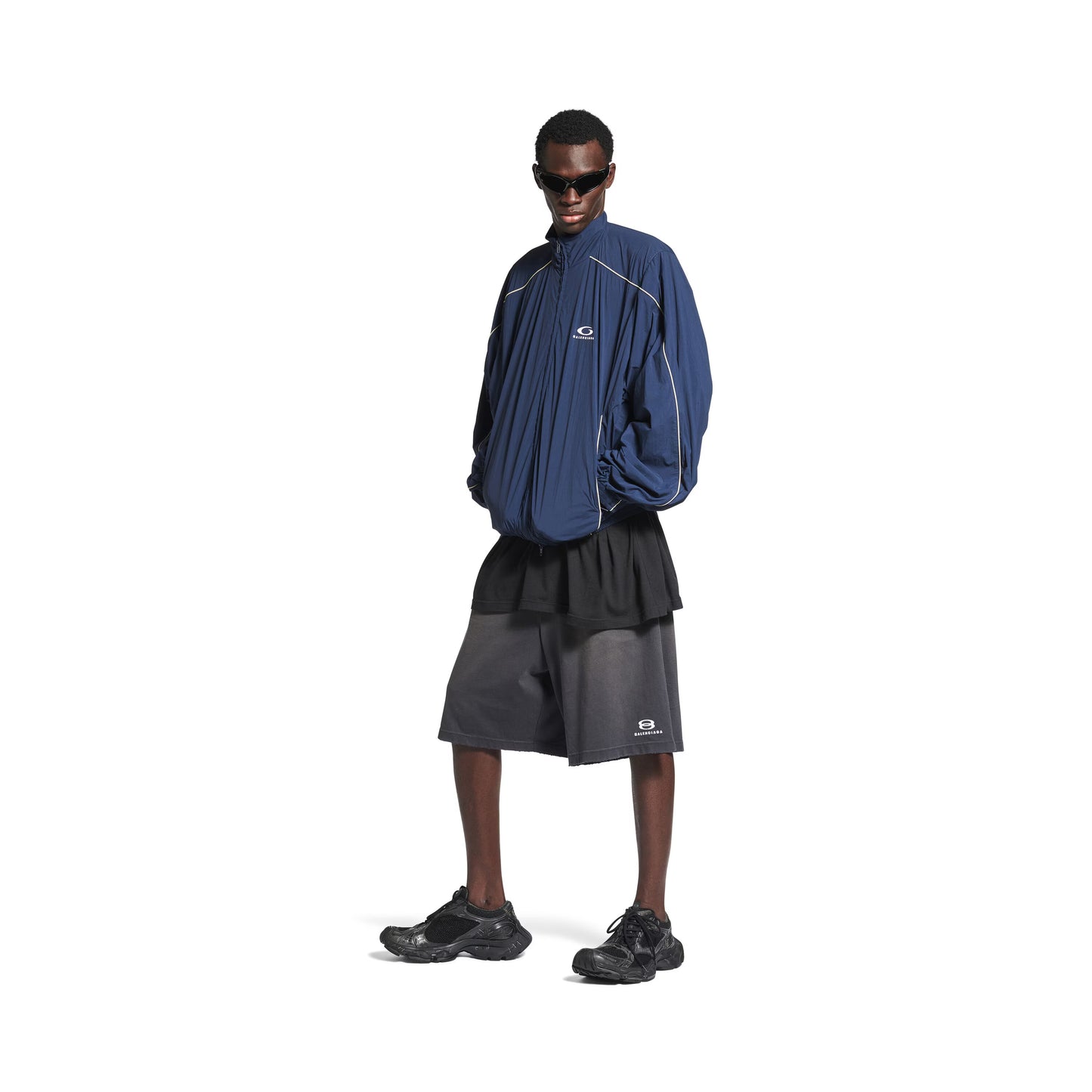 Balenciaga Loop Sports Icon Large Tracksuit Jacket in Navy