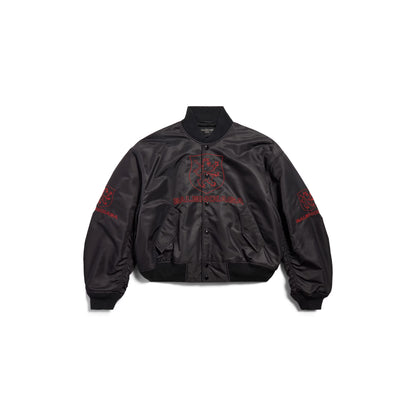 Balenciaga Lion Club Varsity Jacket in Black