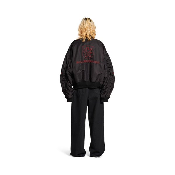 Lion Club Varsity Jacket in Black
