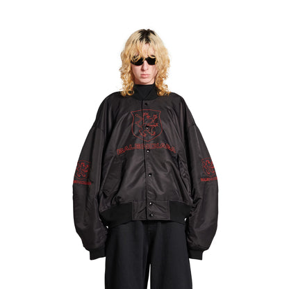 Balenciaga Lion Club Varsity Jacket in Black