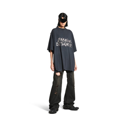 Balenciaga Fashion Designer Oversized T-shirt in Faded Black