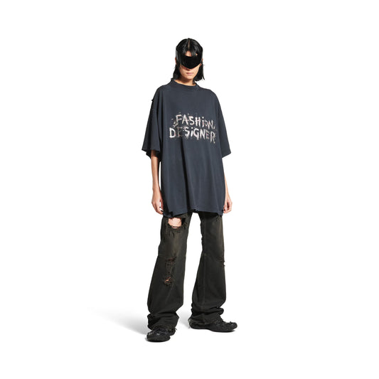 Balenciaga Fashion Designer Oversized T-shirt in Faded Black