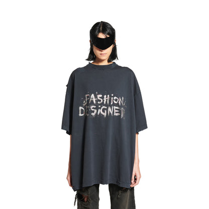 Balenciaga Fashion Designer Oversized T-shirt in Faded Black