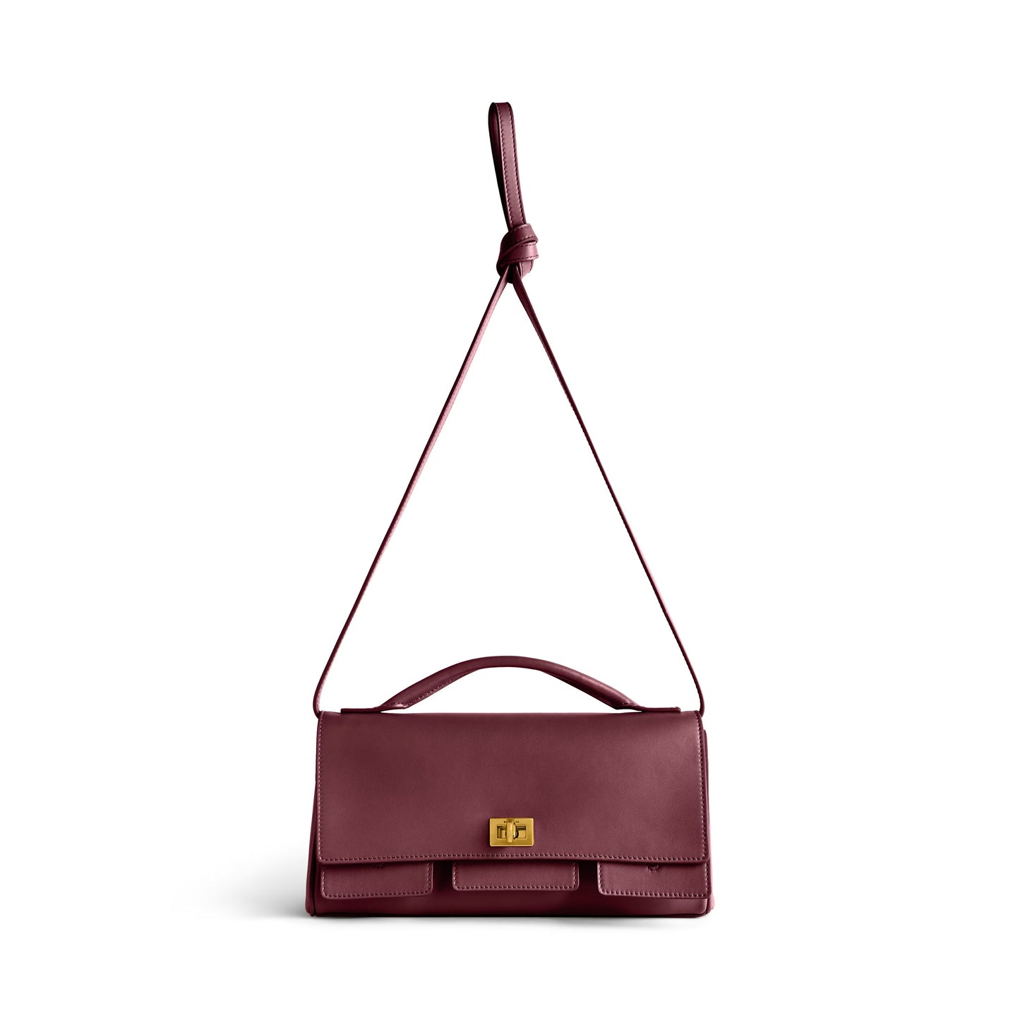 Balenciaga Bel Air Small Clutch On Strap in Dark Burgundy