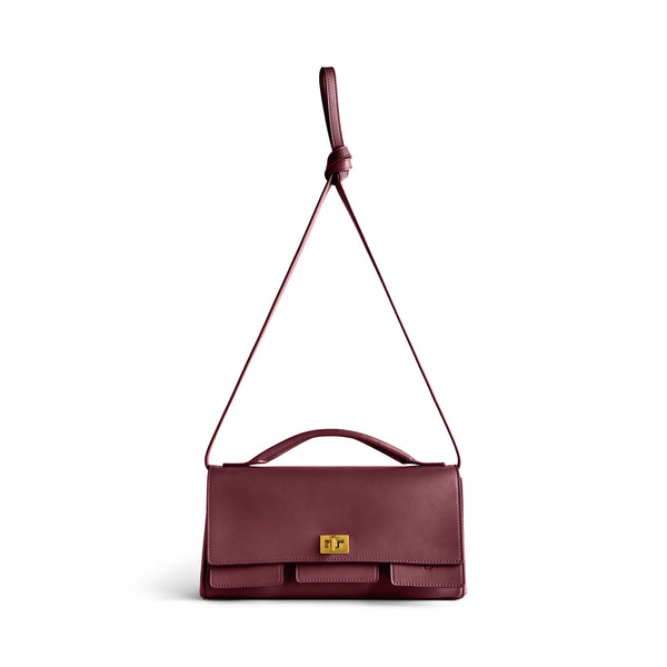 Bel Air Small Clutch On Strap in Dark Burgundy