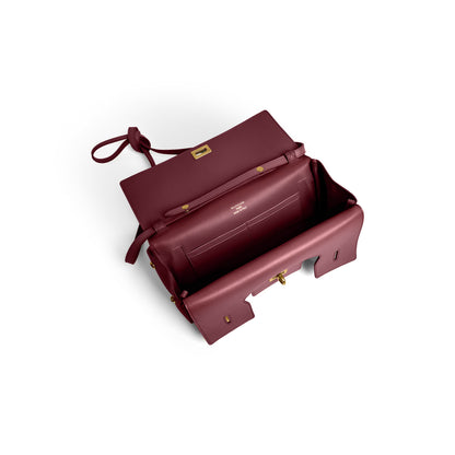 Balenciaga Bel Air Small Clutch On Strap in Dark Burgundy