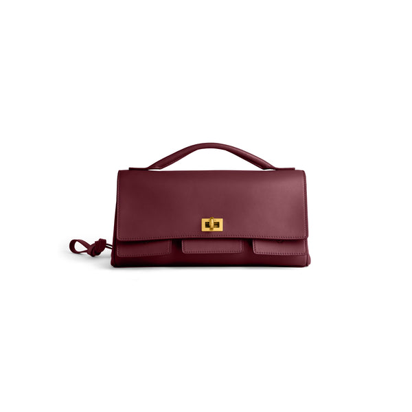 Bel Air Small Clutch On Strap in Dark Burgundy