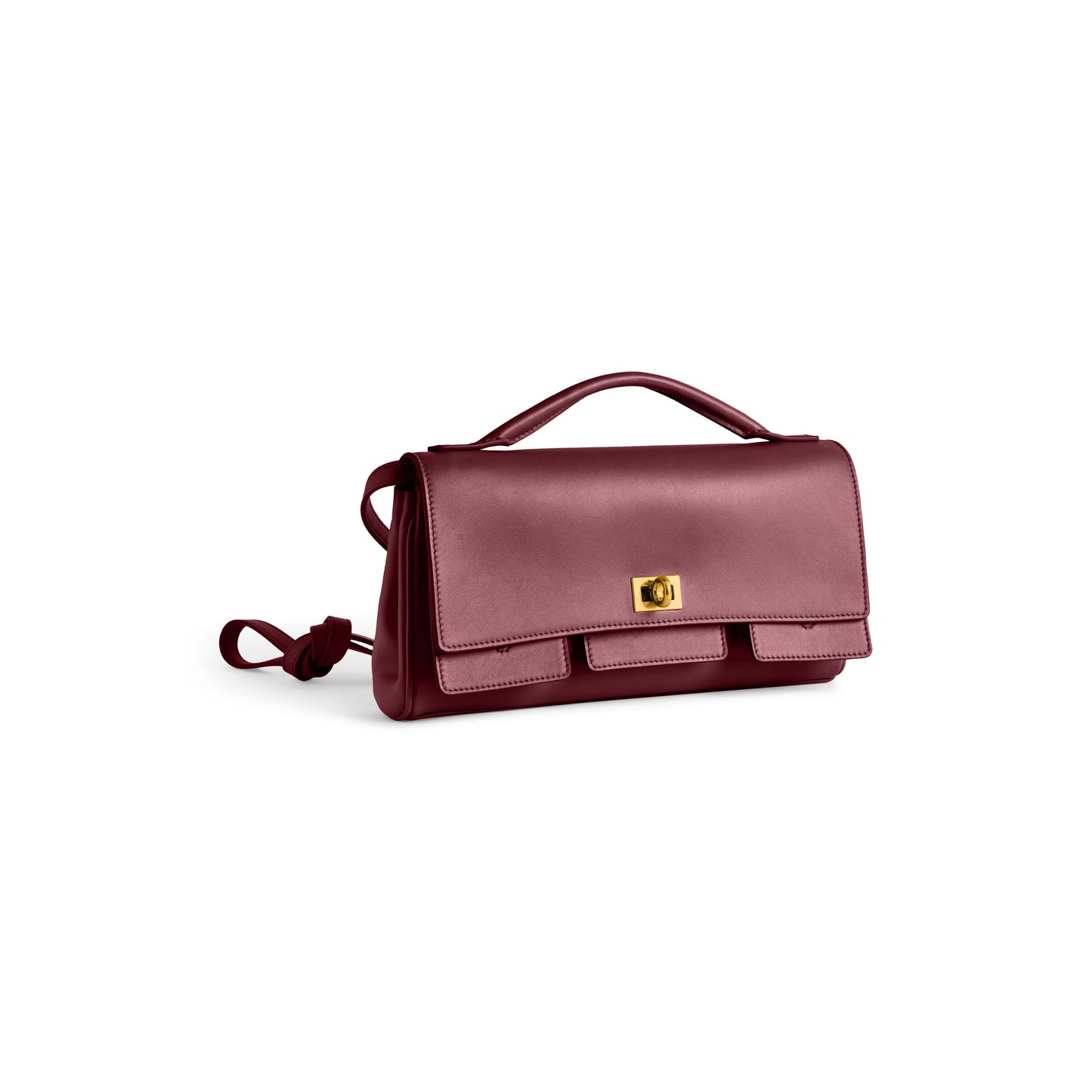 Balenciaga Bel Air Small Clutch On Strap in Dark Burgundy